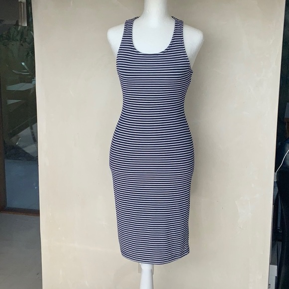 Splendid | Dresses | Splendid Blue And White Halter Bodycon Midi Dress ...